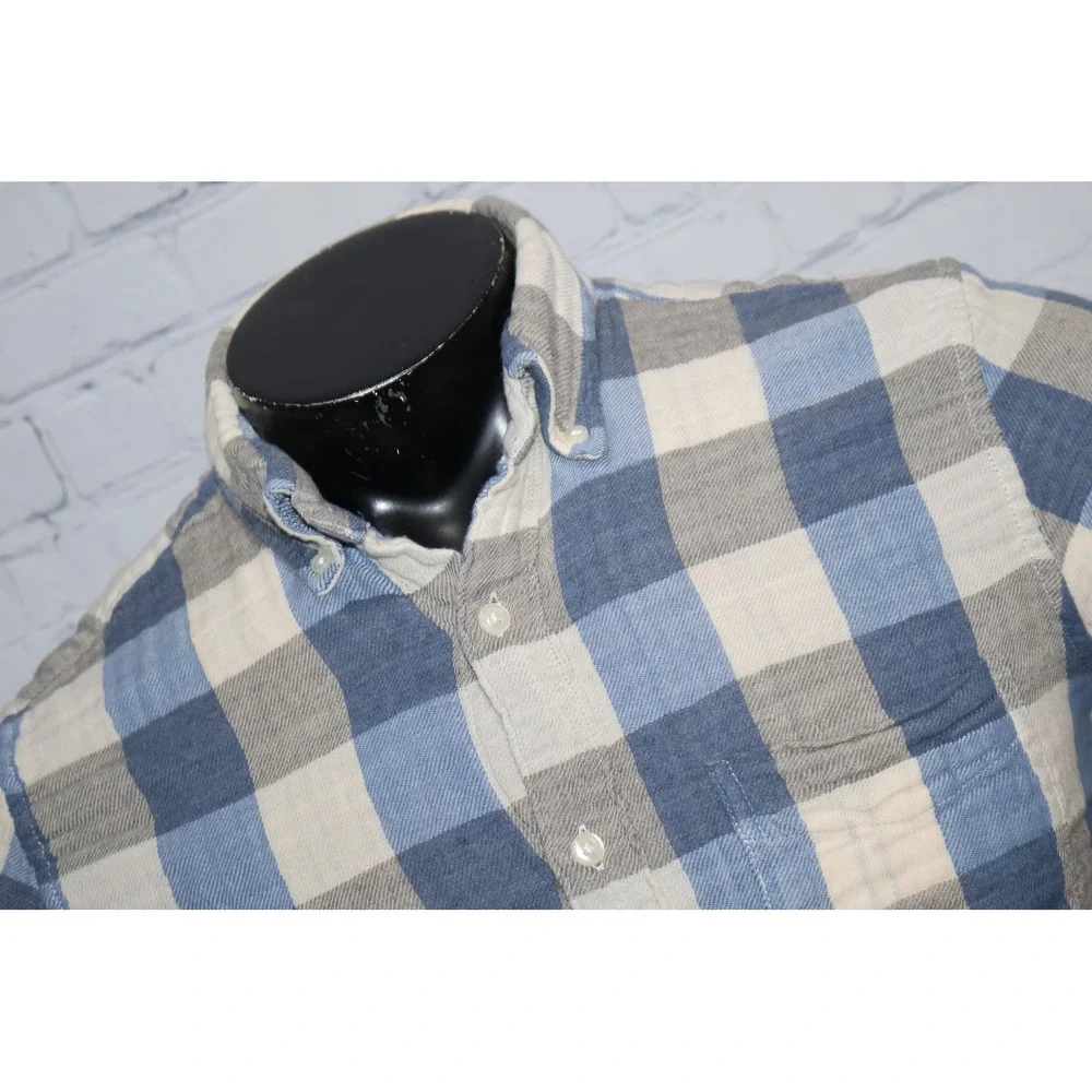J.Crew Lined Shirt Mens Small Blue Plaid Slim Fit Long Sleeve Cotton Button Down